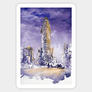 New York Watercolor Cityscape - Flatiron Building Sticker